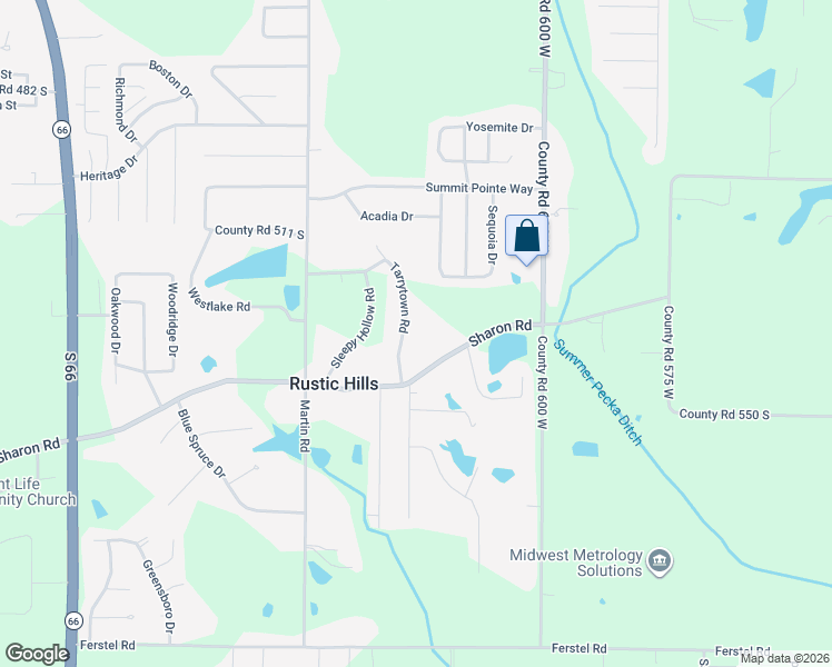 map of restaurants, bars, coffee shops, grocery stores, and more near 5244 County Road 630 West in Newburgh
