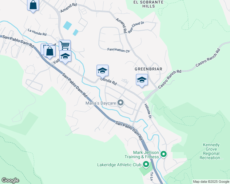 map of restaurants, bars, coffee shops, grocery stores, and more near 5756 Nottingham Drive in El Sobrante