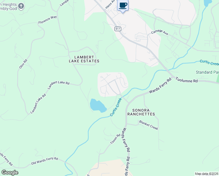 map of restaurants, bars, coffee shops, grocery stores, and more near 18330 Wards Ferry Road in Sonora