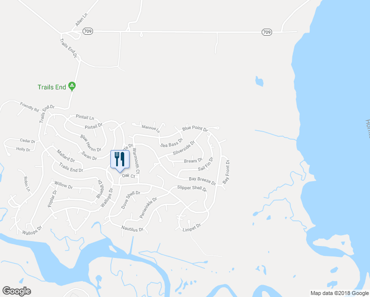 map of restaurants, bars, coffee shops, grocery stores, and more near Silverside Drive in Horntown