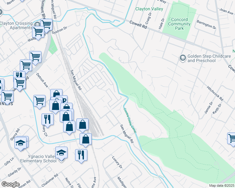map of restaurants, bars, coffee shops, grocery stores, and more near 91 Terrace Court in Concord