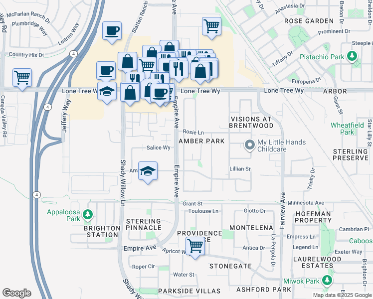 map of restaurants, bars, coffee shops, grocery stores, and more near 2280 Demartini Lane in Brentwood