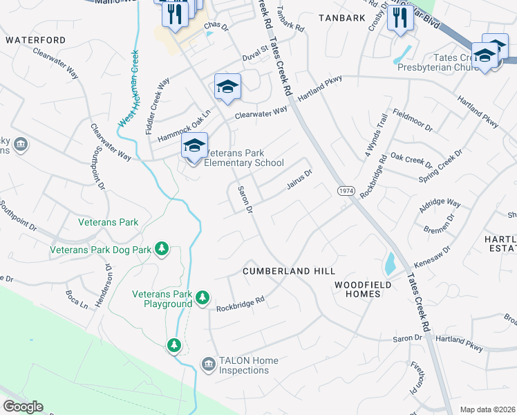 map of restaurants, bars, coffee shops, grocery stores, and more near 827 Jairus Drive in Lexington
