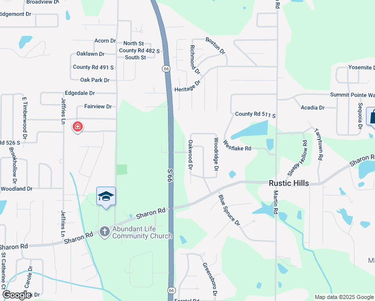 map of restaurants, bars, coffee shops, grocery stores, and more near 5311 Oakwood Drive in Newburgh