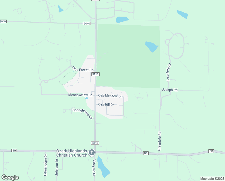 map of restaurants, bars, coffee shops, grocery stores, and more near 12111 Oak Meadow Drive in Rolla