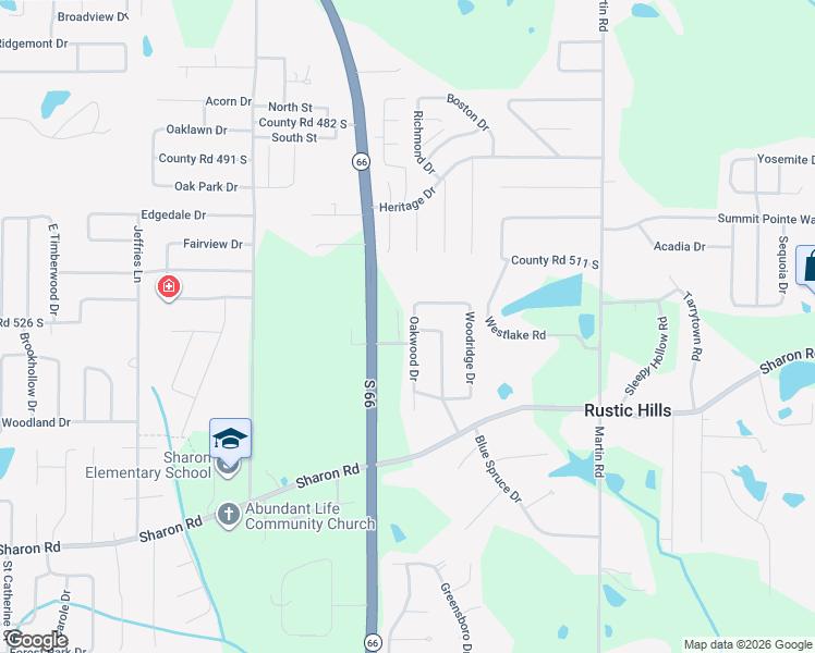 map of restaurants, bars, coffee shops, grocery stores, and more near 5311 Oakwood Drive in Newburgh