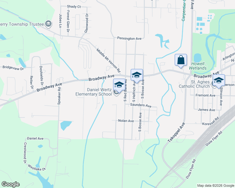 map of restaurants, bars, coffee shops, grocery stores, and more near 1701 South Red Bank Road in Evansville