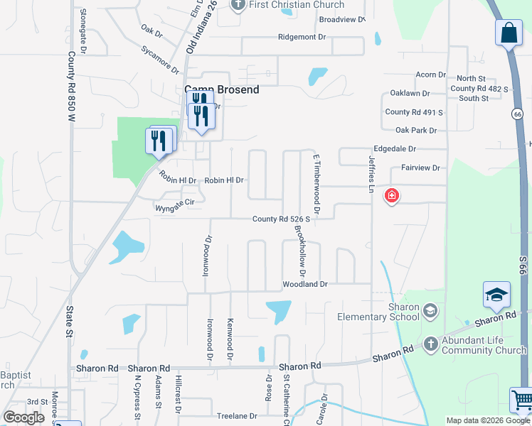 map of restaurants, bars, coffee shops, grocery stores, and more near 5299 S Sherwood Dr in Newburgh