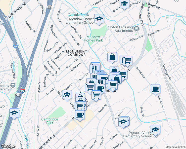 map of restaurants, bars, coffee shops, grocery stores, and more near in Concord