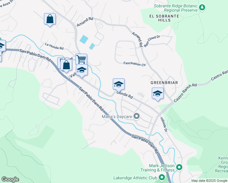 map of restaurants, bars, coffee shops, grocery stores, and more near in El Sobrante