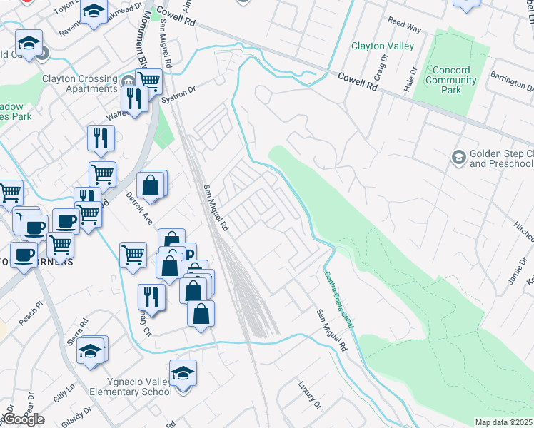 map of restaurants, bars, coffee shops, grocery stores, and more near 177 Rose Marie Lane in Concord