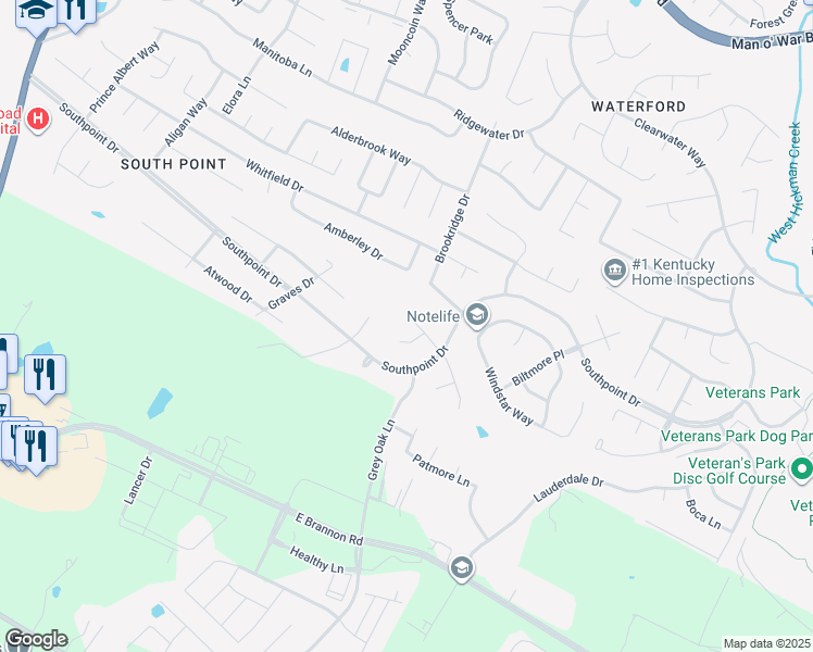 map of restaurants, bars, coffee shops, grocery stores, and more near 4416 Largo Lane in Lexington