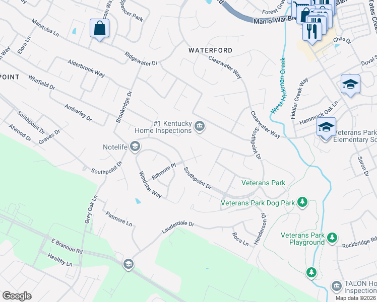 map of restaurants, bars, coffee shops, grocery stores, and more near 557 Southpoint Drive in Lexington