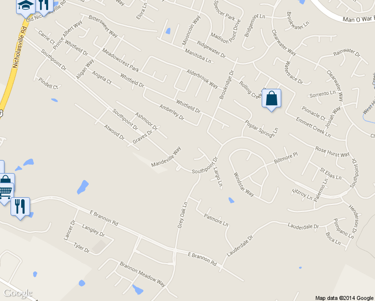 map of restaurants, bars, coffee shops, grocery stores, and more near 4504 Mandeville Way in Lexington