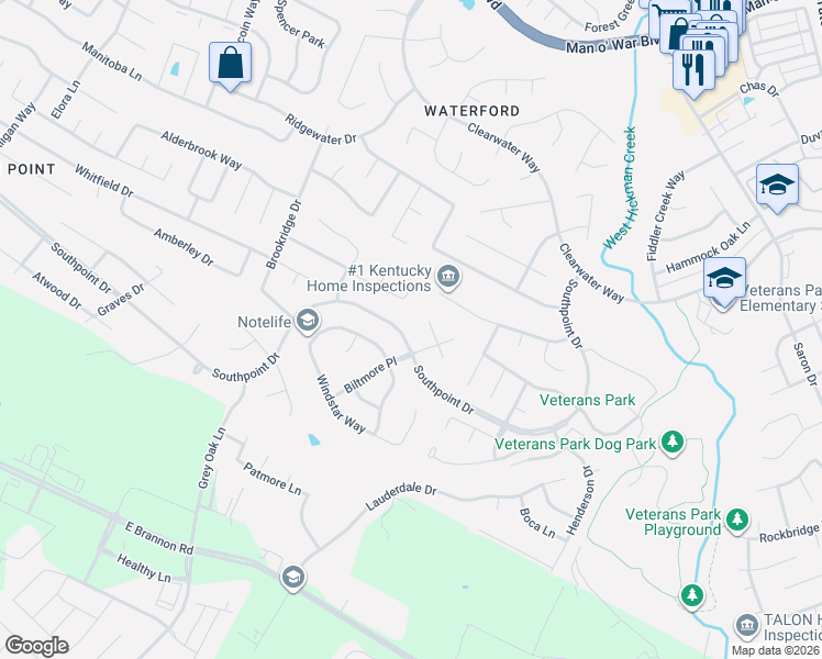 map of restaurants, bars, coffee shops, grocery stores, and more near 557 Southpoint Dr in Lexington