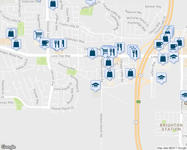 map of restaurants, bars, coffee shops, grocery stores, and more near 5209 Rainwood Way in Antioch