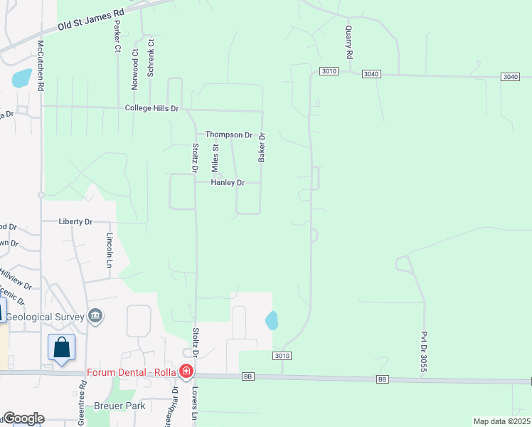 map of restaurants, bars, coffee shops, grocery stores, and more near 10564 Butler Circle in Rolla