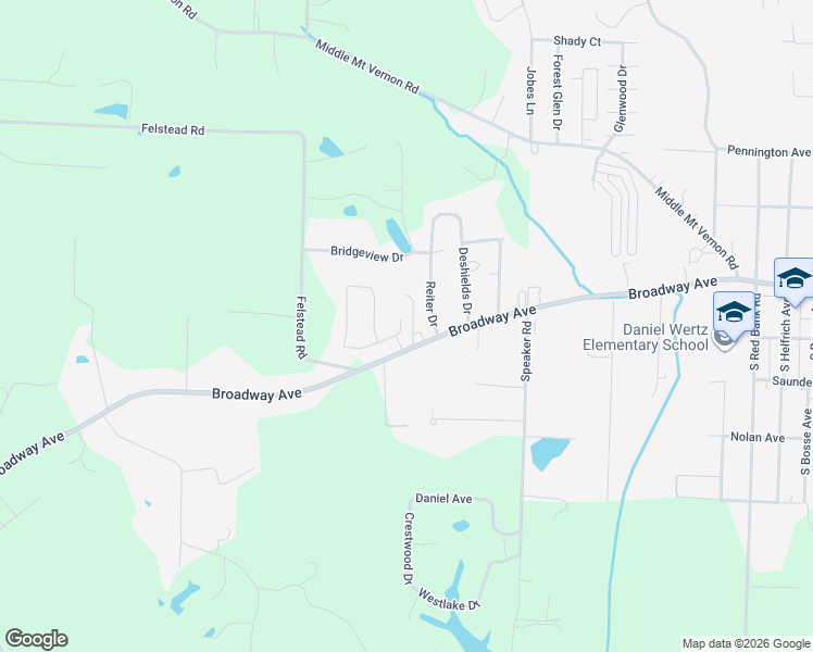 map of restaurants, bars, coffee shops, grocery stores, and more near 1626 Meadow West Drive in Evansville