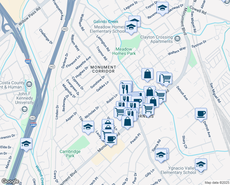 map of restaurants, bars, coffee shops, grocery stores, and more near in Concord