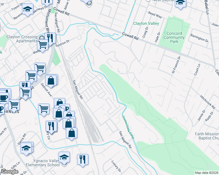 map of restaurants, bars, coffee shops, grocery stores, and more near 167 Scenic Drive in Concord