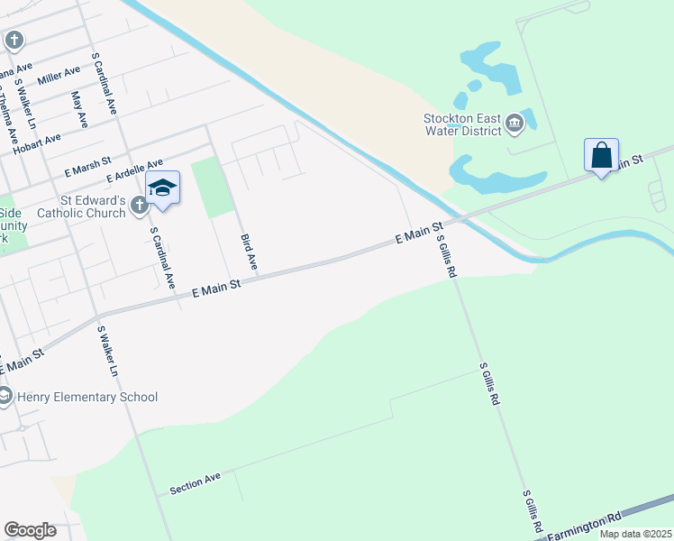 map of restaurants, bars, coffee shops, grocery stores, and more near 5920 East Main Street in Stockton