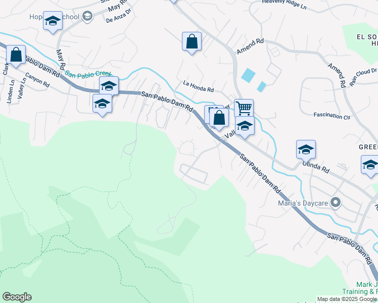 map of restaurants, bars, coffee shops, grocery stores, and more near 5319 Ridgeview Circle in El Sobrante