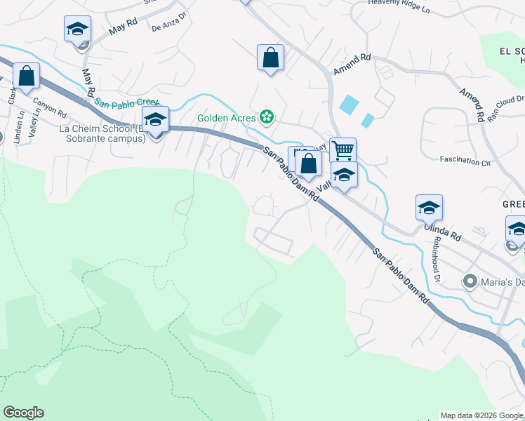 map of restaurants, bars, coffee shops, grocery stores, and more near 5319 Ridgeview Circle in El Sobrante