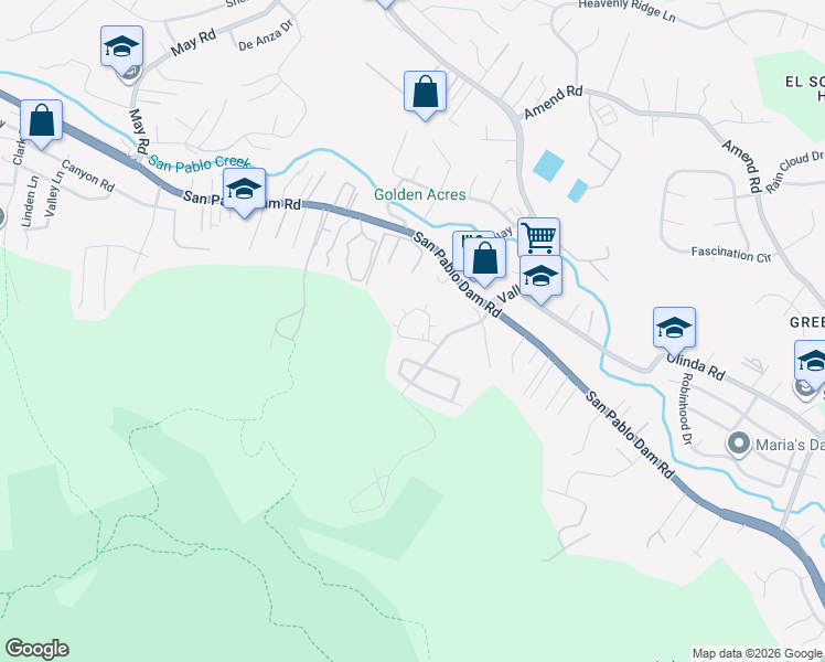 map of restaurants, bars, coffee shops, grocery stores, and more near 5319 Ridgeview Circle in El Sobrante