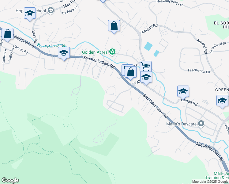 map of restaurants, bars, coffee shops, grocery stores, and more near 5305 Ridgeview Circle in El Sobrante