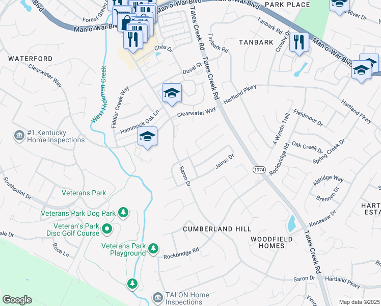 map of restaurants, bars, coffee shops, grocery stores, and more near 4504 Dothan Drive in Lexington
