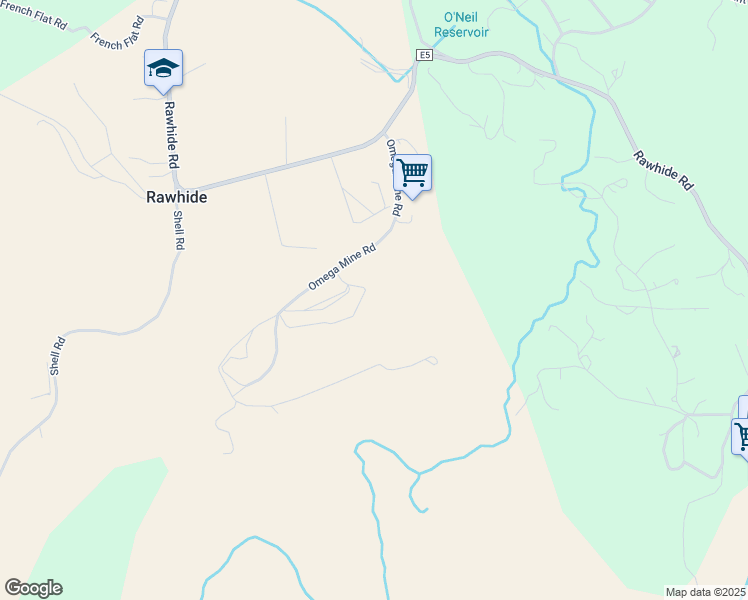 map of restaurants, bars, coffee shops, grocery stores, and more near 18603 Omega Mine Road in Jamestown