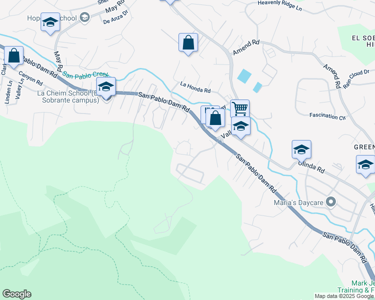 map of restaurants, bars, coffee shops, grocery stores, and more near 5305 Ridgeview Circle in El Sobrante