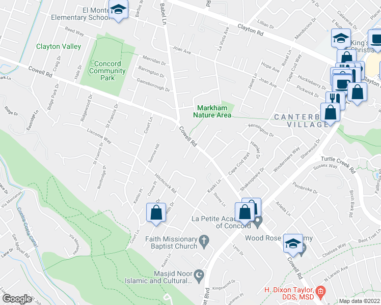 map of restaurants, bars, coffee shops, grocery stores, and more near 1170 Green Gables Court in Concord