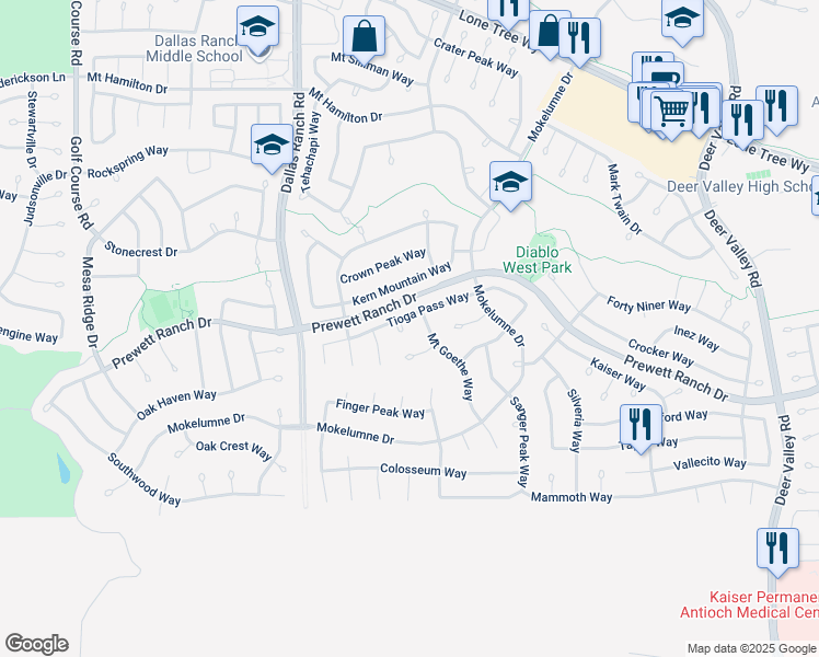 map of restaurants, bars, coffee shops, grocery stores, and more near 1870 Chimney Mountain Court in Antioch