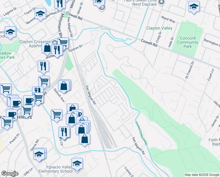 map of restaurants, bars, coffee shops, grocery stores, and more near 130 Circle Drive in Concord