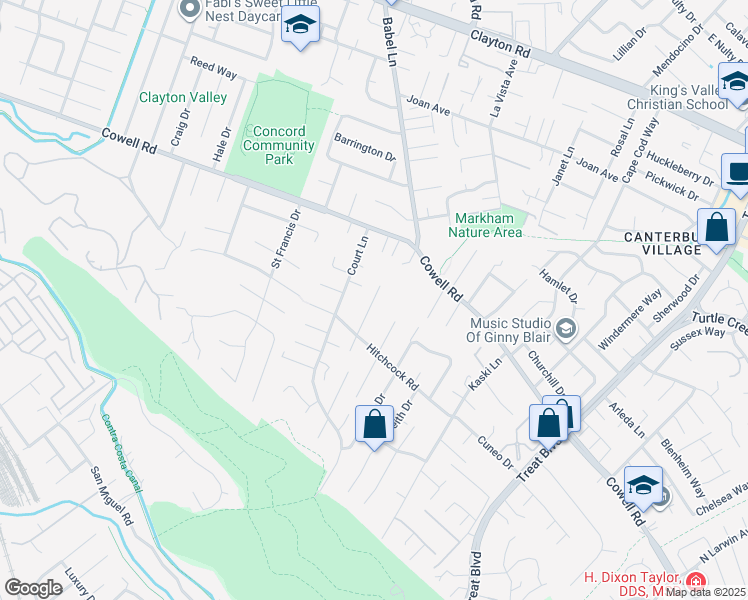 map of restaurants, bars, coffee shops, grocery stores, and more near 1170 Sunrise Hill in Concord