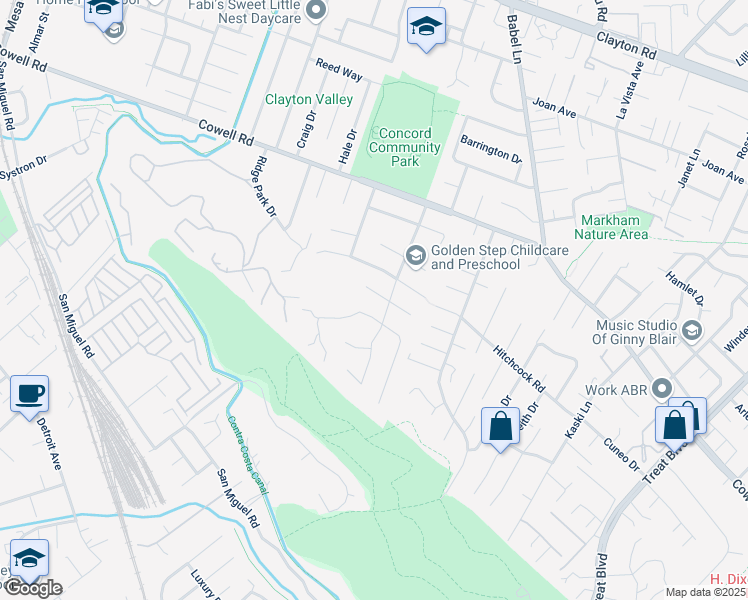 map of restaurants, bars, coffee shops, grocery stores, and more near 3692 Rosebrook Court in Concord