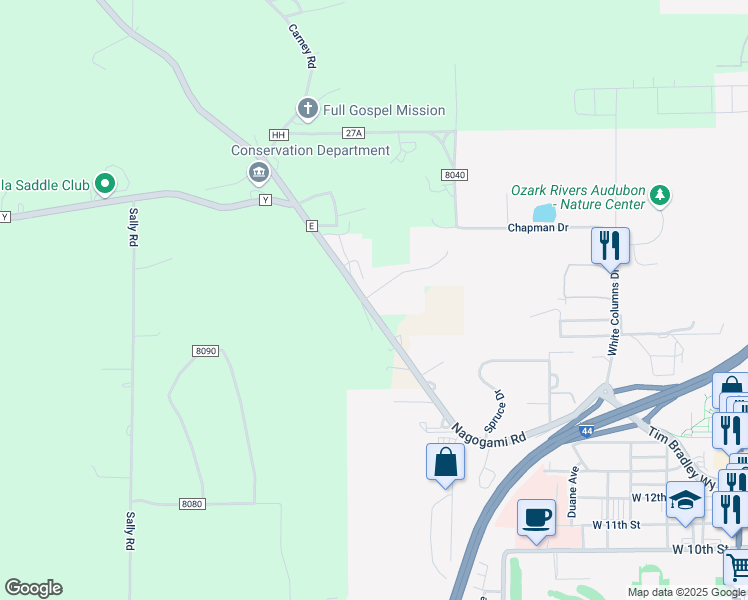 map of restaurants, bars, coffee shops, grocery stores, and more near 1983 Emily Drive in Rolla