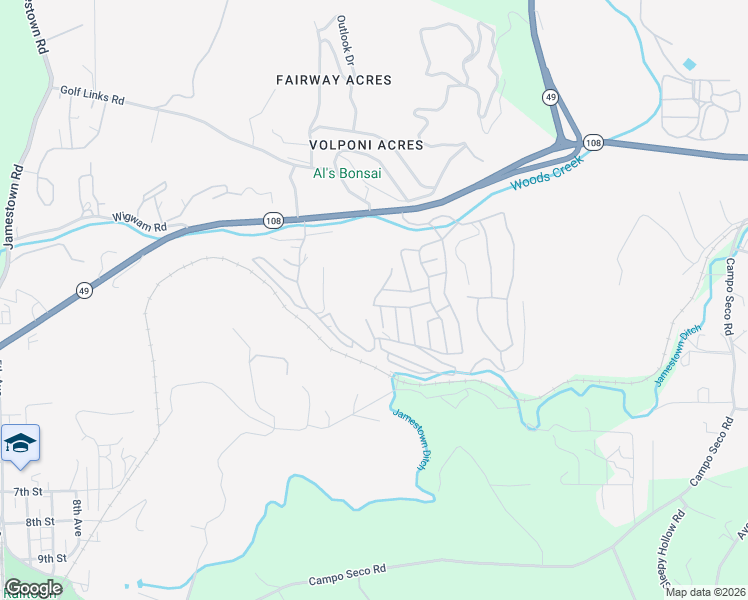 map of restaurants, bars, coffee shops, grocery stores, and more near 18717 Mill Villa Road in Jamestown