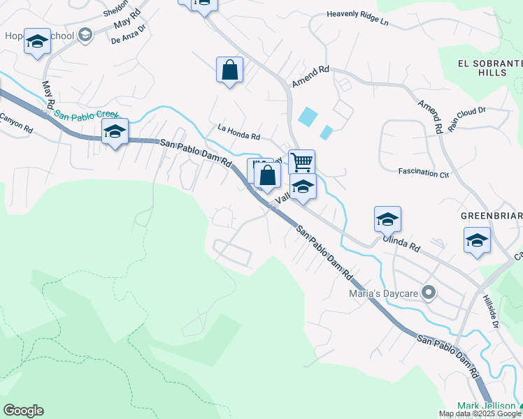 map of restaurants, bars, coffee shops, grocery stores, and more near 5330 San Pablo Dam Road in El Sobrante