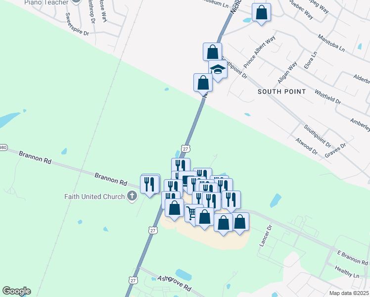 map of restaurants, bars, coffee shops, grocery stores, and more near Nicholasville Road in Nicholasville