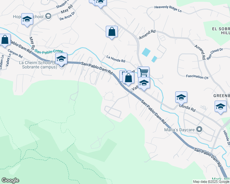 map of restaurants, bars, coffee shops, grocery stores, and more near 5312 Ridgeview Circle in El Sobrante