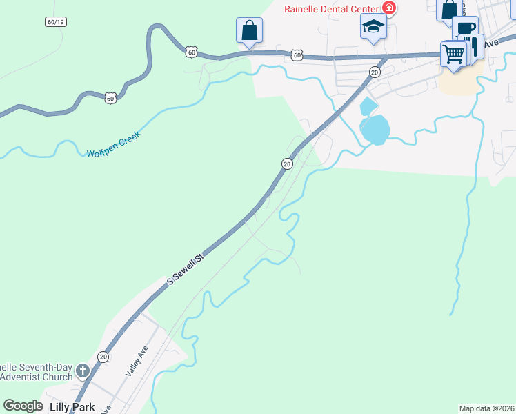 map of restaurants, bars, coffee shops, grocery stores, and more near 760 S Sewell St in Rainelle