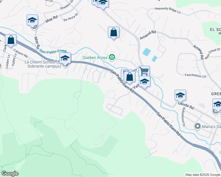 map of restaurants, bars, coffee shops, grocery stores, and more near 5312 Ridgeview Circle in El Sobrante