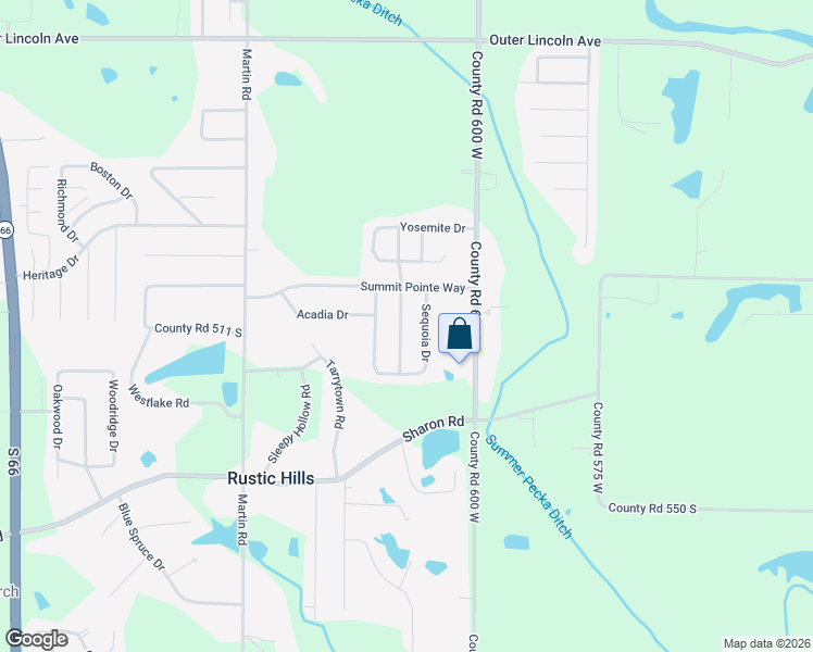 map of restaurants, bars, coffee shops, grocery stores, and more near 5099 Sequoia Drive in Newburgh