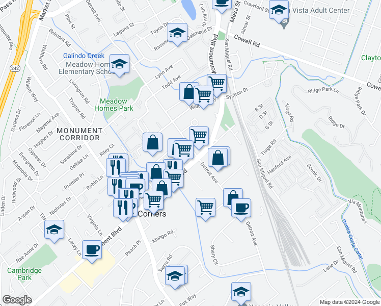 map of restaurants, bars, coffee shops, grocery stores, and more near in Concord