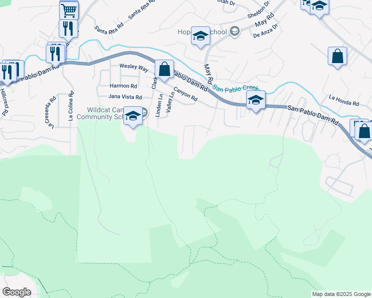map of restaurants, bars, coffee shops, grocery stores, and more near 2154 Pyramid Drive in Richmond