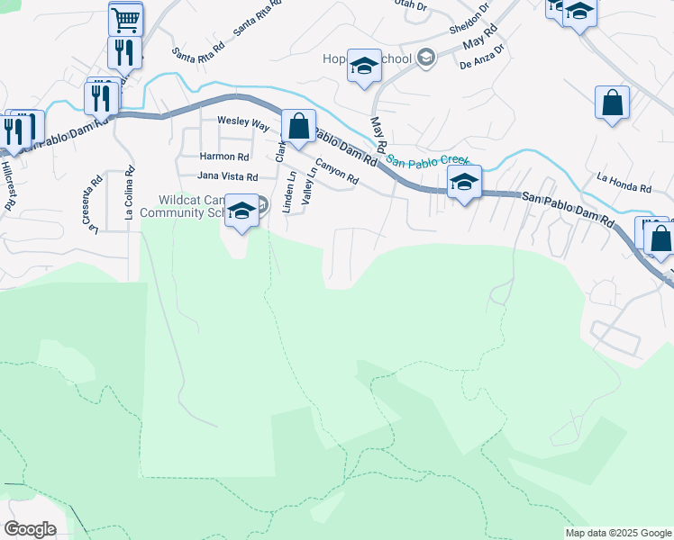 map of restaurants, bars, coffee shops, grocery stores, and more near 2154 Pyramid Drive in Richmond