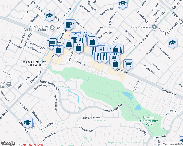 map of restaurants, bars, coffee shops, grocery stores, and more near 1450 Wharton Way in Concord