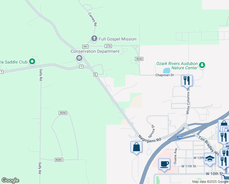 map of restaurants, bars, coffee shops, grocery stores, and more near 1980 Emily Drive in Rolla